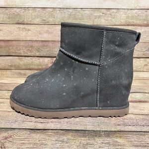 Ugg Grey Suede Classic Femme Mini Wedge Boots